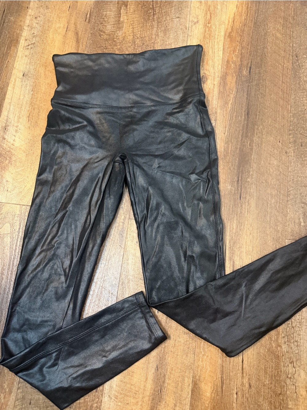 SPANX Black Faux Leather High-Waist Leggings
